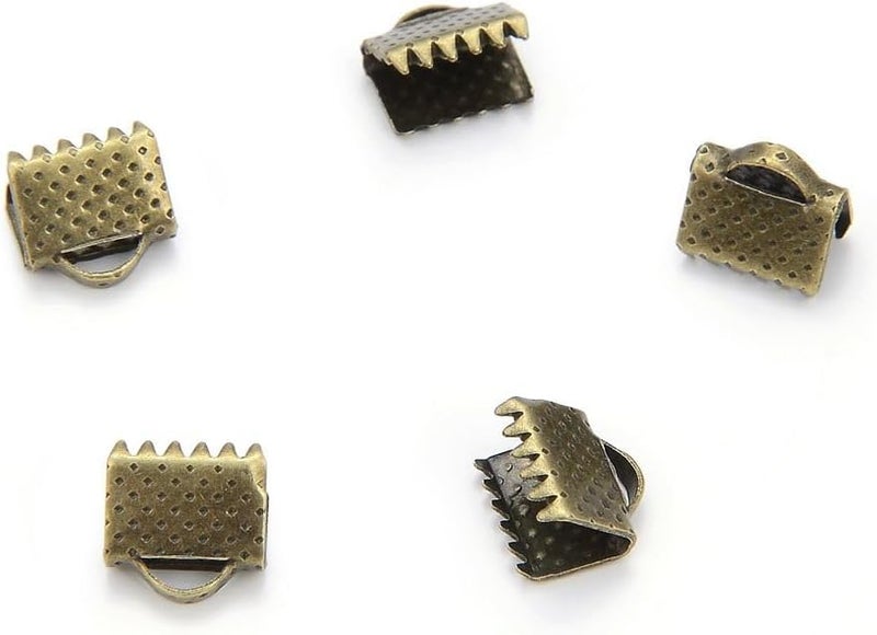 Adabele 200pcs Ribbon Crimp End 8mm Tarnish Resistant Antique Bronze Pinch Crimp Clamp Cord End Fastener Clasp for Craft Jewelry Making CF160-8 - Image 1